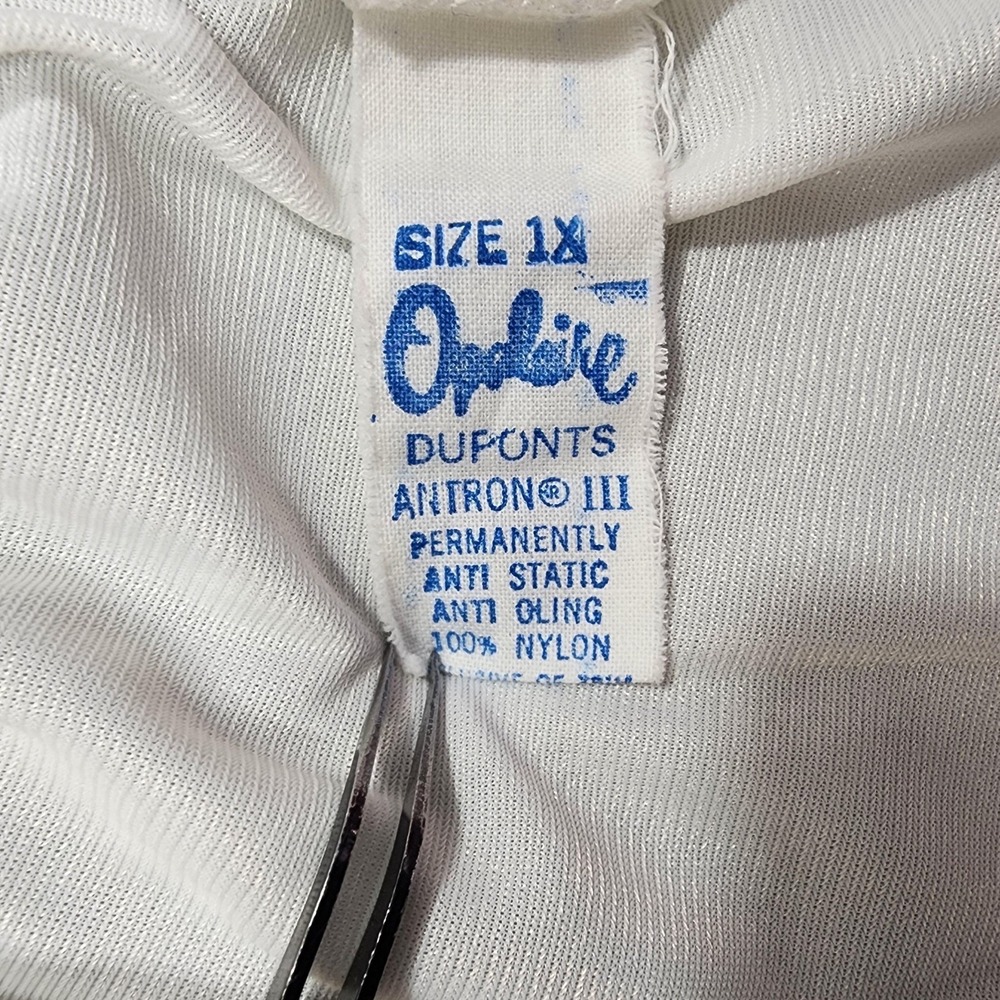 Vintage OPALAIRE‎ Half Slip Womens 1X White Nylon Lace Trim Front Slit Lingerie - Picture 4 of 8